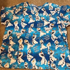 Disney Olaf, frozen scrub top size extra large